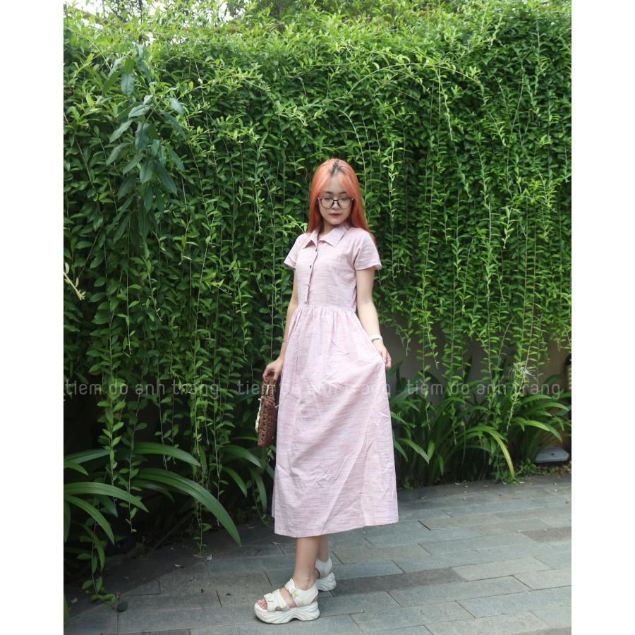 Đầm babydoll Hồng Hạc chất liệu linen tưng mềm