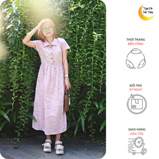 Đầm babydoll Hồng Hạc chất liệu linen tưng mềm