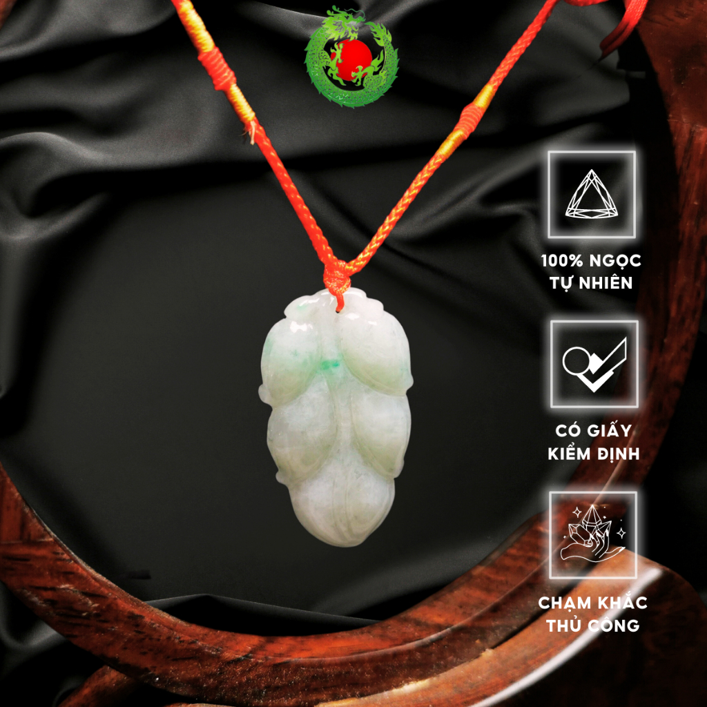 Mặt dây Lá bồ đề Ngọc phỉ thúy Jade A - Ngọc Thiêng