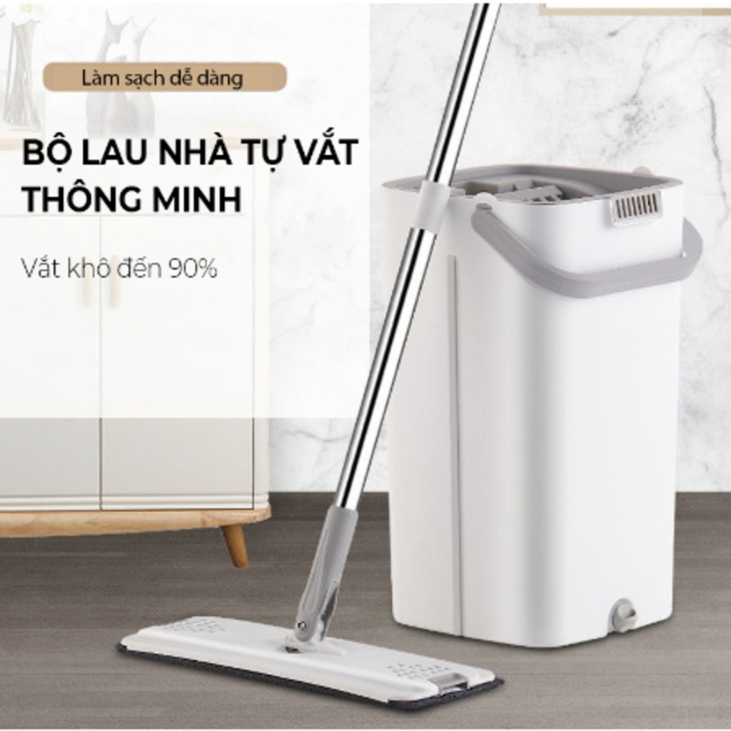 Bộ Lau Nhà Tự Vắt Thông Minh Xoay 360 Độ Cao Cấp , Cây Lau Nhà Tự Vắt Tiện Lợi Kèm Thùng Tặng Kèm Bông Lau