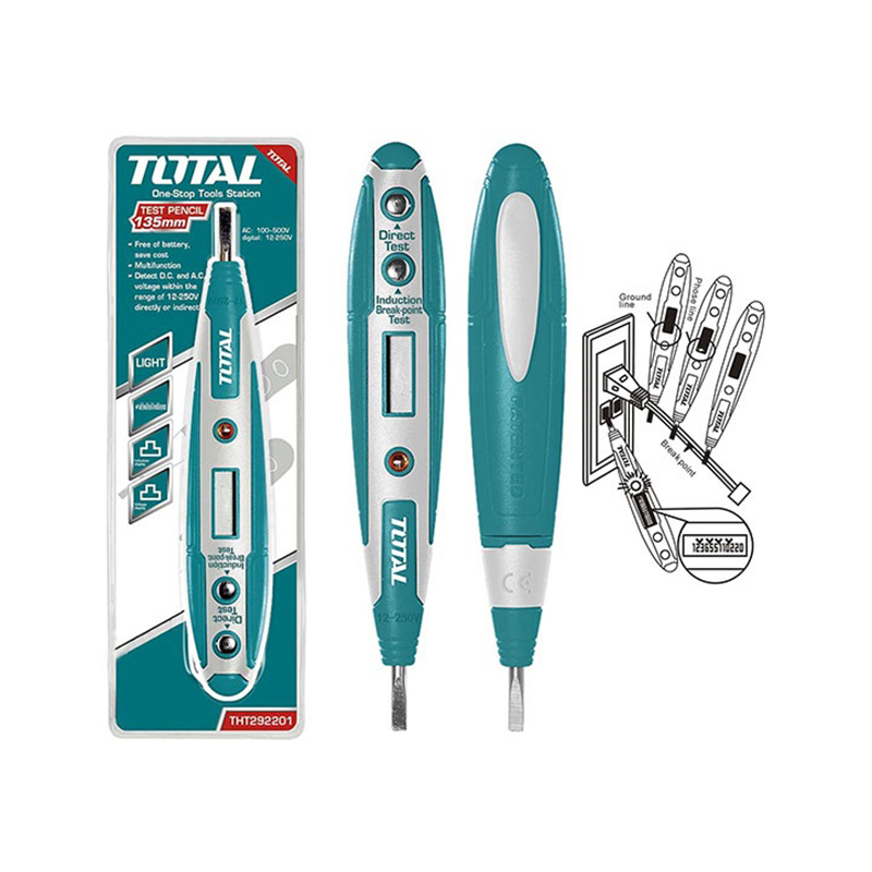 Bút thử điện hiện số Total THT292201 - kiểm tra điện áp AC100-500V, kiểm tra cảm ứng để tìm đường pha, đường nối đất