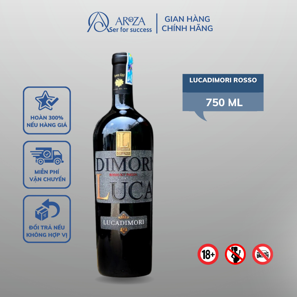 Rượu Vang Đỏ Red Wine Rượu Vang Ý Lucadimori Rosso Sangiovese AROZA 750ml 14%