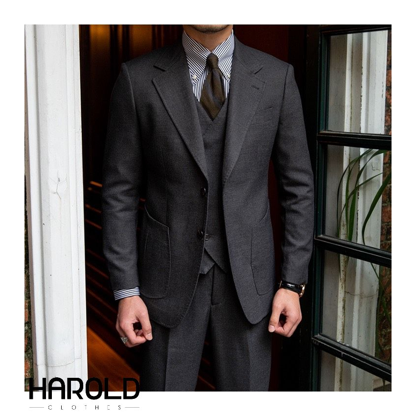 [HCM] Bộ Suit 3 Mảnh Nam Cao Cấp Harold Black Lead (Suit Jacket + Gile + Quần) Vest Công Sở Chống Nhăn, Formal, Bền Bỉ