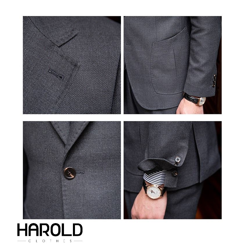 [HCM] Bộ Suit 3 Mảnh Nam Cao Cấp Harold Black Lead (Suit Jacket + Gile + Quần) Vest Công Sở Chống Nhăn, Formal, Bền Bỉ