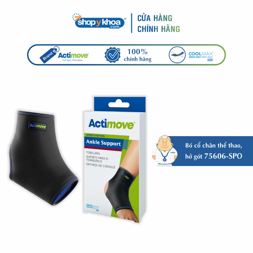 Bó Cổ Chân Thể Thao, Hở Gót Actimove , Màu Đen - Xanh Navy [75606-SPO]. Nhập Khẩu Châu Âu (1 Cái)