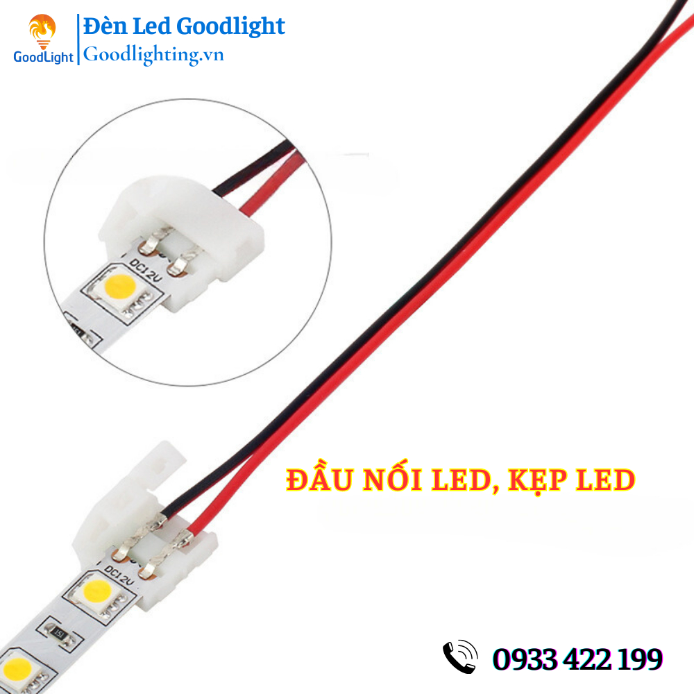 Đầu nối LED, kẹp nối LED dây 5V-12V-24V 2pin - nối thẳng, góc L, ngã 3 chữ T, ngã 4, size 8mm,10mm