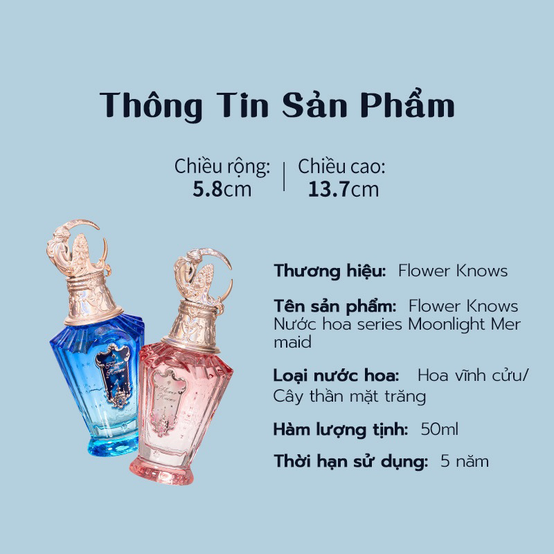 Chỉ còn chai Xanh - Flower Knows - Nước Hoa 50ml Dòng Nàng Tiên Cá Ánh Trăng - Mermaid