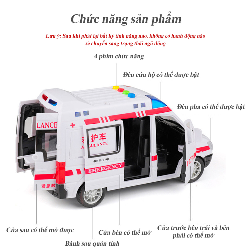 Mô hình xe cứu thương Đèn cửa đồ chơi Âm thanh khẩn cấp thực tế,xe đồ chơi  Hot,xe ô tô đồ chơi