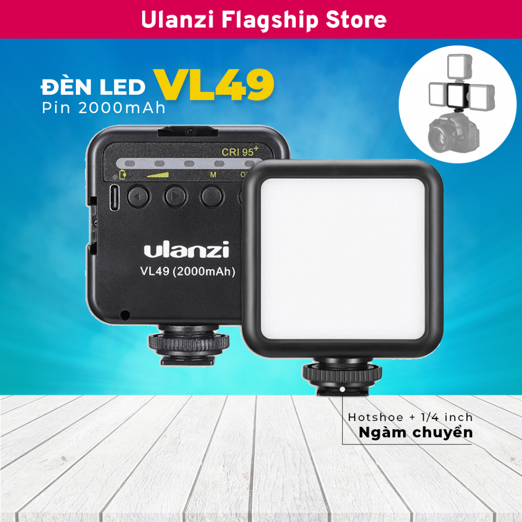Ulanzi VL49 Đèn Led trợ sáng mini Studio phiên bản mới có tích hợp pin 2000Mah dùng cho điện thoại, máy ảnh