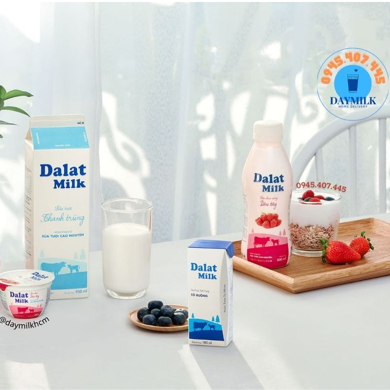 Lốc 4 hộp Sữa Tươi tiệt trùng UHT Dalat Milk 180ml