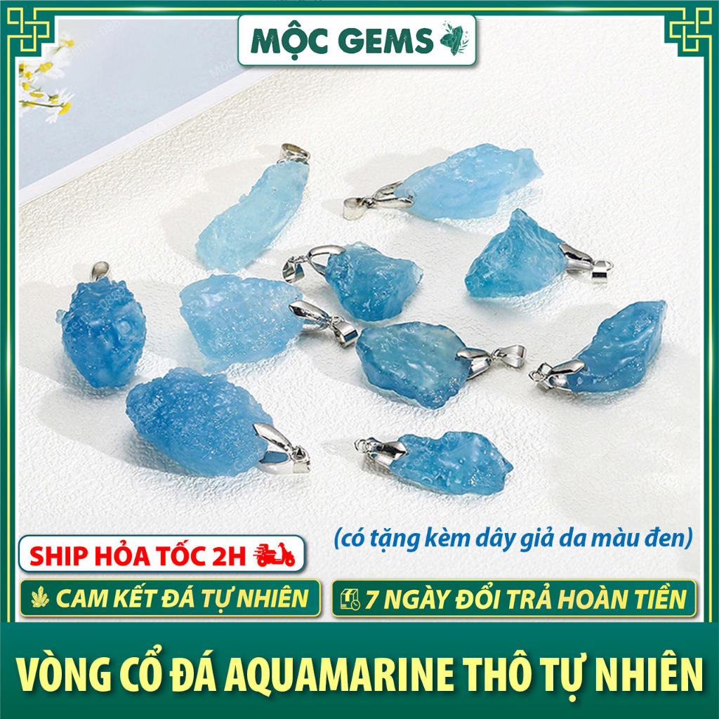 Vòng Cổ Đá Aquamarine Thô, Dây Chuyền Đá Phong Thủy Giúp Mang Lại Sự Bình An & May Mắn