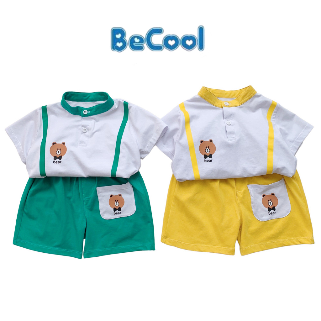 Bộ Cộc Tay Cho Bé Trai, Bộ Gấu Hai Dây, Bộ Quần Áo Cho Bé Chất Cotton cao cấp Cho Bé Từ 10 đến 26Kg Sumo Kids