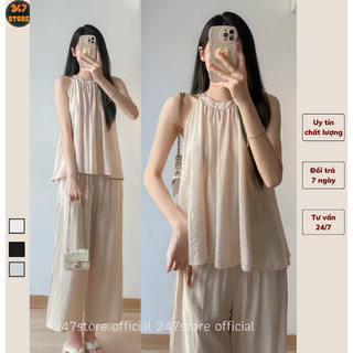 Set áo cổ yếm kèm quần tơ đũi dáng suông thanh lịch 247store_Setdui420_P12K6