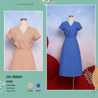 Váy xòe LYN TRAN DX-3006N cổ vạt chéo Chất Biên Mềm Mịn Trơn Sóng