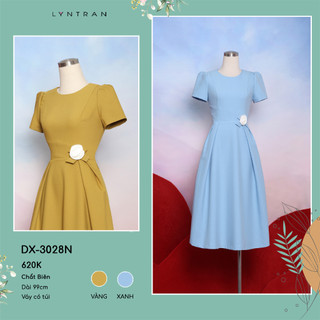 Váy xòe LYN TRAN DX-3028N hoa nơ bên eo Chất Biên Mềm Mịn Trơn Sóng
