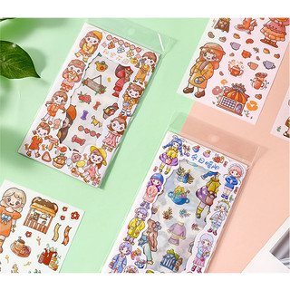 Sticker Cô Gái Dễ Thương 4 Tấm Dán