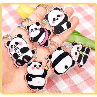 Móc khóa hình gấu panda hai lớp dễ thương
