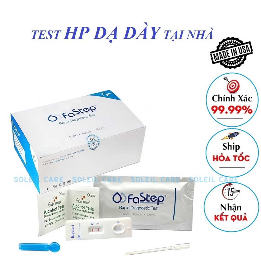 Bộ Que Test bệnh dạ dày, khuẩn HP, dễ sử dụng tại nhà, chính xác, chi phí thấp. Test HP dạ dày Faste