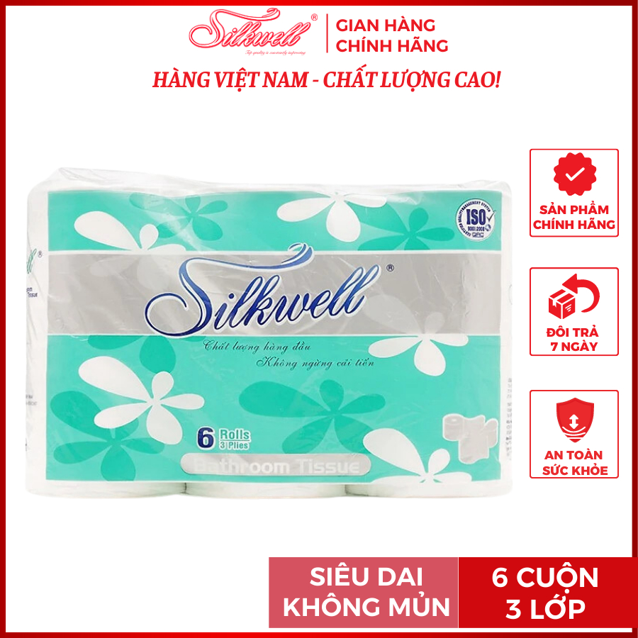 Giấy vệ sinh cao cấp Silkwell 6 cuộn 3 lớp chính hãng mềm mịn siêu dai