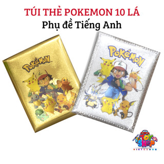 Gói 10 thẻ bài Pokemon mạ vàng, bạc cao cấp, bộ sưu tập thẻ bài Pokemon