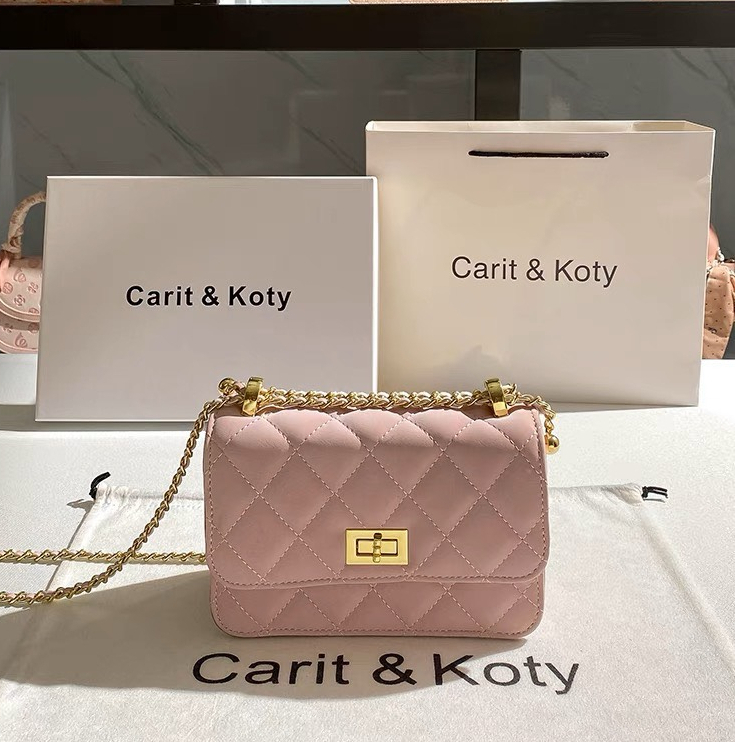 Túi Xách Nữ Carit & Koty Da Trơn Thêu Quả Trám Màu Hồng Xinh Xắn 2023