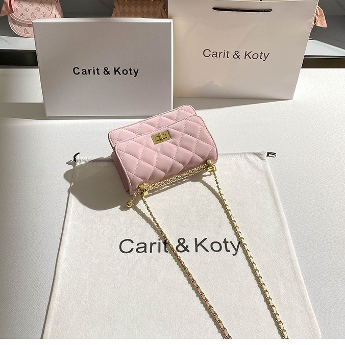 Túi Xách Nữ Carit & Koty Da Trơn Thêu Quả Trám Màu Hồng Xinh Xắn 2023