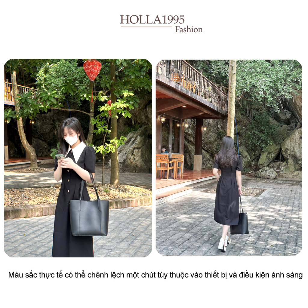 Đầm Váy Công Sở HOLLA Phối Cổ Vest Tay Ngắn Dáng Xòe Phù Hợp Mặc Đi Làm - Đi Dự Tiệc N107 | BigBuy360 - bigbuy360.vn