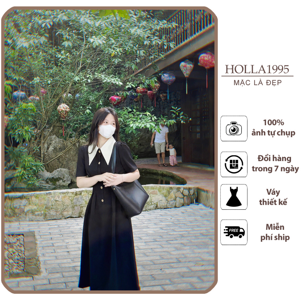 Đầm Váy Công Sở HOLLA Phối Cổ Vest Tay Ngắn Dáng Xòe Phù Hợp Mặc Đi Làm - Đi Dự Tiệc N107 | BigBuy360 - bigbuy360.vn
