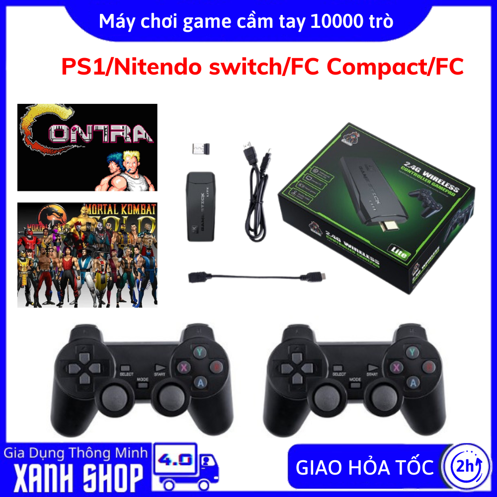 Máy chơi game cầm tay 4 nút kết nối HDMI 10000 trò chơi cổ điển PS1/Nitendo switch/FC Compact/FC, Bảo hành 24 tháng