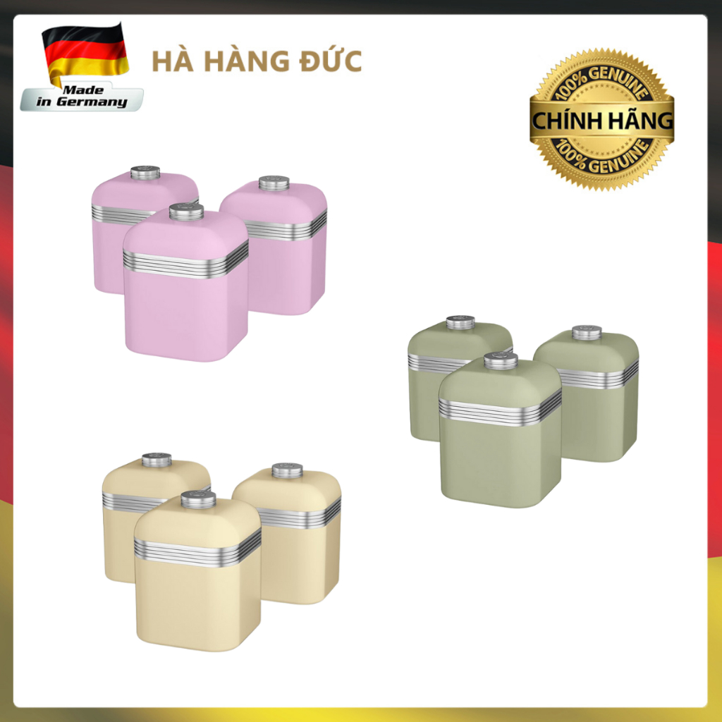 Set 3 hộp đựng trà, cafe đường Swan Retro 1L