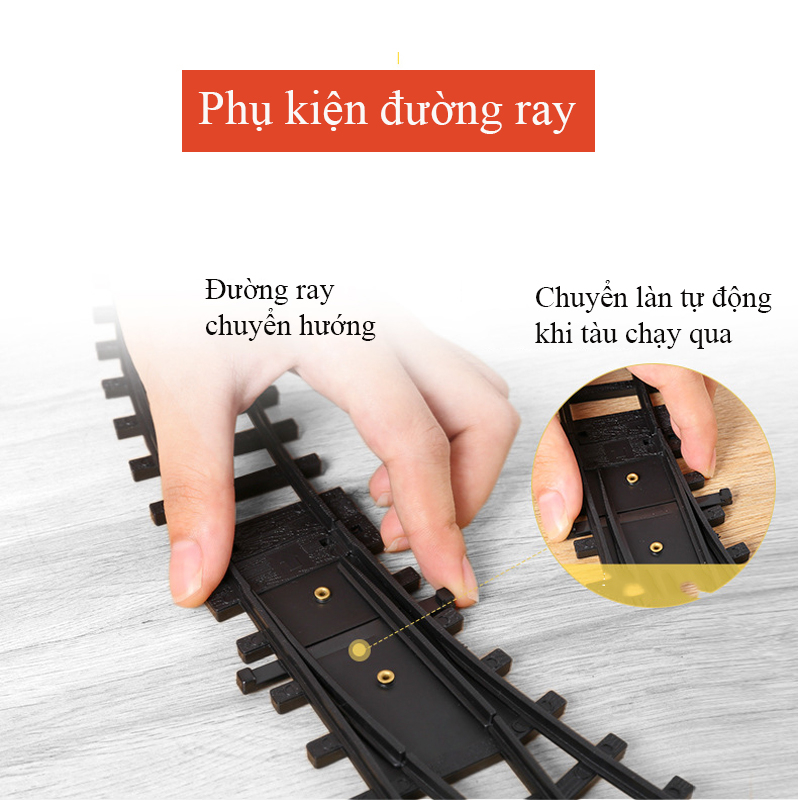 Bộ đồ chơi đường ray xe lửa cổ điển KAVY phun được khói, chất liệu hợp kim có nhạc và đèn, chạy pin, nhiều phân loại