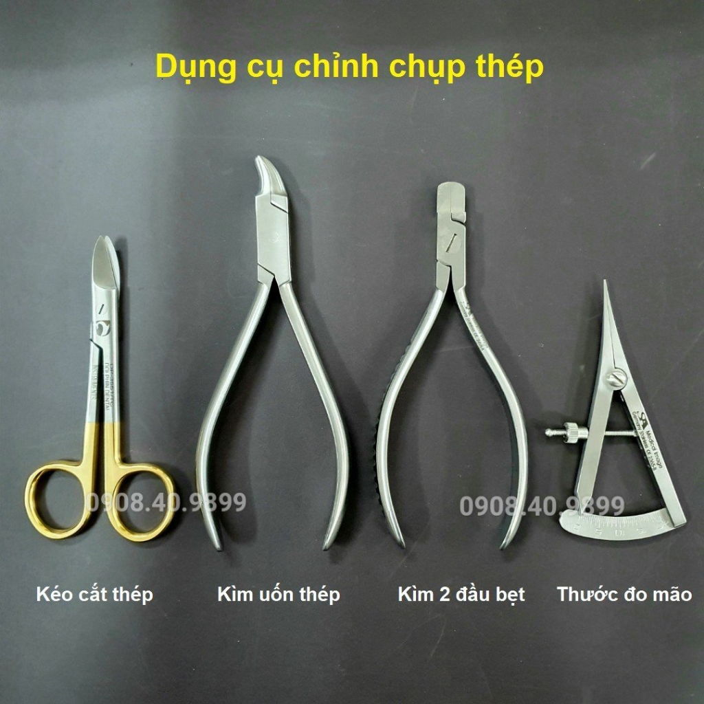 Kéo cắt chụp thép, kìm uốn thép, dụng cụ chỉnh chụp thép