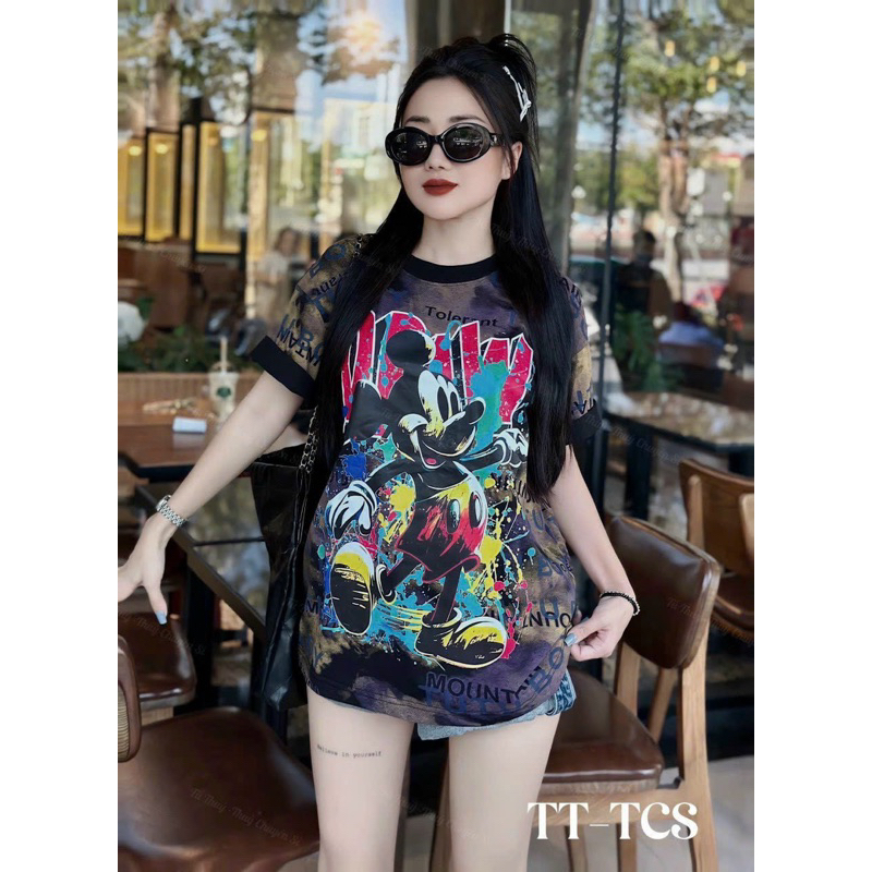 Áo Phông Thụng Loang Mickey Boy Chất Cotton Siêu Cấp
