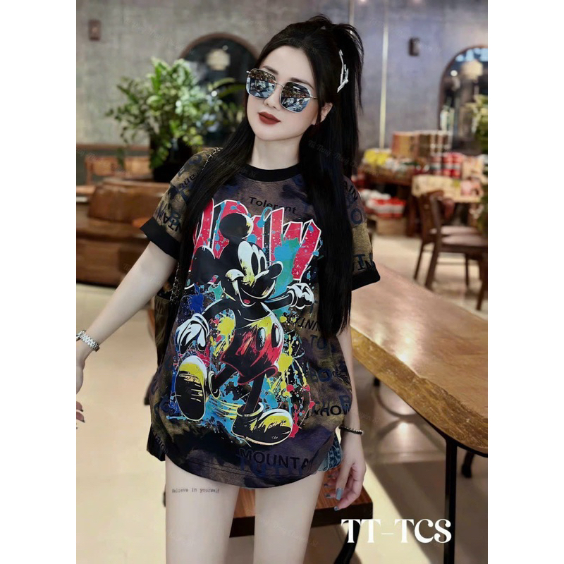 Áo Phông Thụng Loang Mickey Boy Chất Cotton Siêu Cấp