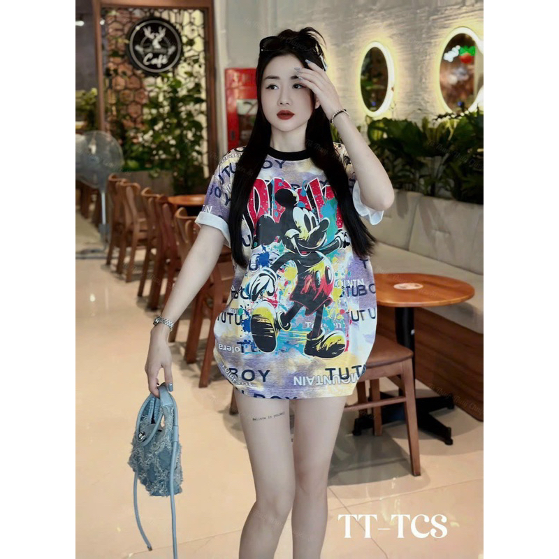 Áo Phông Thụng Loang Mickey Boy Chất Cotton Siêu Cấp
