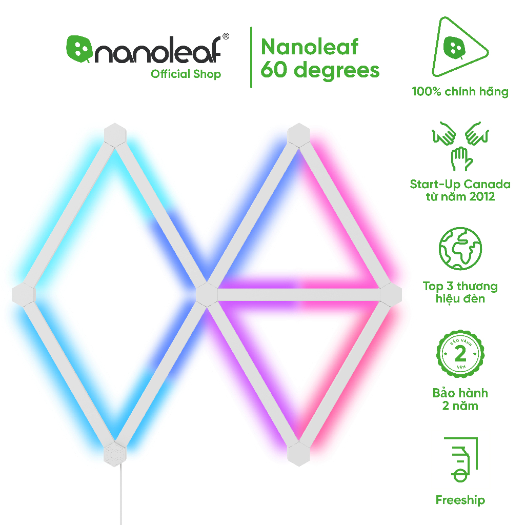 Đèn LED RGB lắp ghép thông minh Nanoleaf Lines Hexagons hình Nốt Nhạc - Music Studio 15 thanh đèn