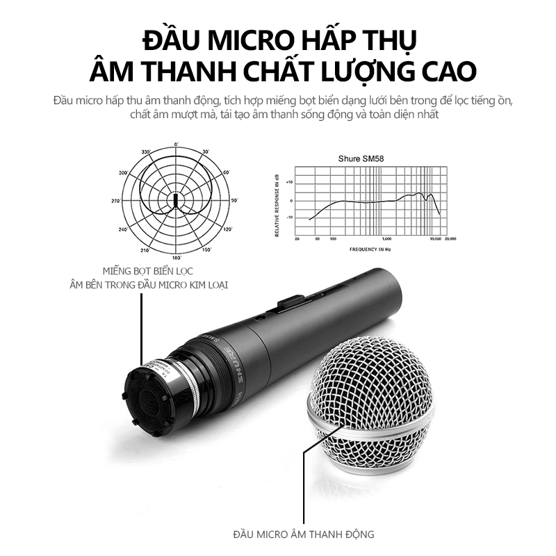 Shuer/sm58 micro có dây,micro hát karaoke,micro karaoke có dây,giọng hát rõ và tràn đầy