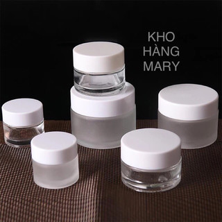 HỦ LỌ THUỶ TINH (SET 5 HỦ) TRONG Mờ NẮP TRẮNG 10g - HỦ CHIẾT MỸ PHẨM , đựng kem