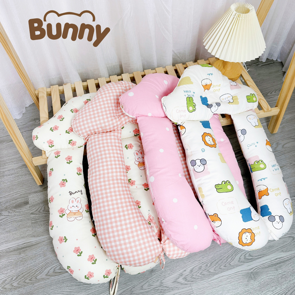 Gối chữ U đa năng Kdsworld Bunny chống giật mình cho bé,định hình chống bẹp đầu cho trẻ sơ sinh vừa làm gối ôm, gối chặn