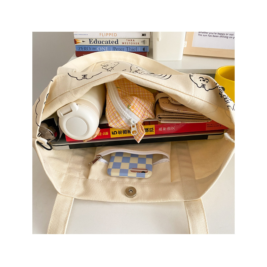 Tote vải họa tiết doodle hoạt hình cute