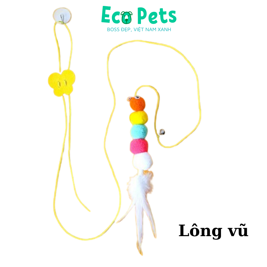 Đồ chơi cho mèo ECOPETS tương tác tự động giải trí giảm stress cho mèo cần câu mèo lông vũ kèm chuông