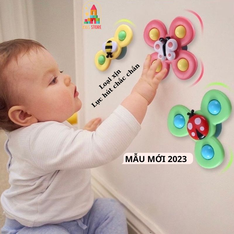Set 3 Con Quay Spinner Dán Tường KidsStore, Bộ 3 Chong Chóng Dính Tường Chống Nước, Đồ Chơi Thông Minh Vui Nhộn Cho Bé
