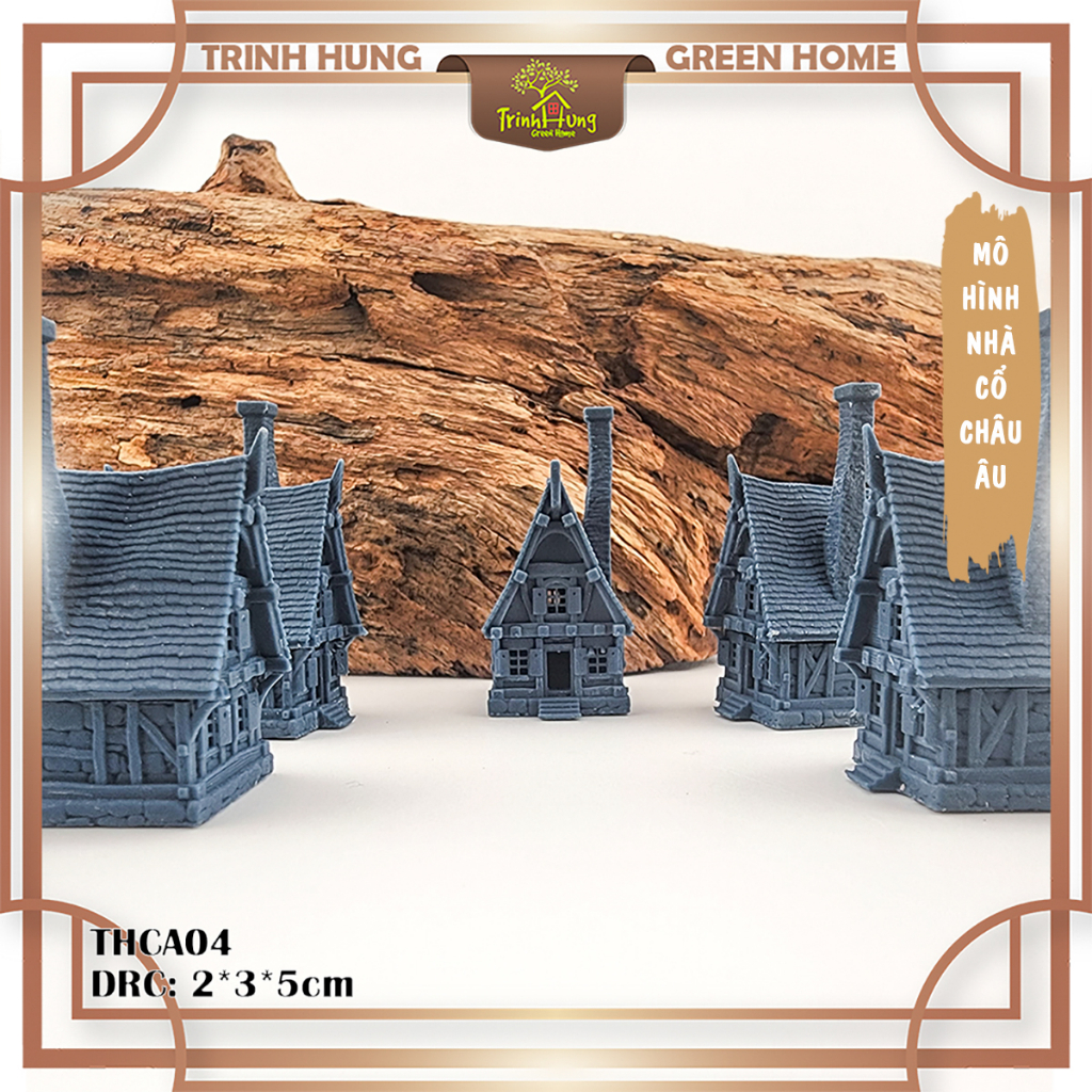 Mô hình nhà cổ Châu Âu in 3D sắc nét THCA04 - trang trí tiểu cảnh, bán cạn, terrarium