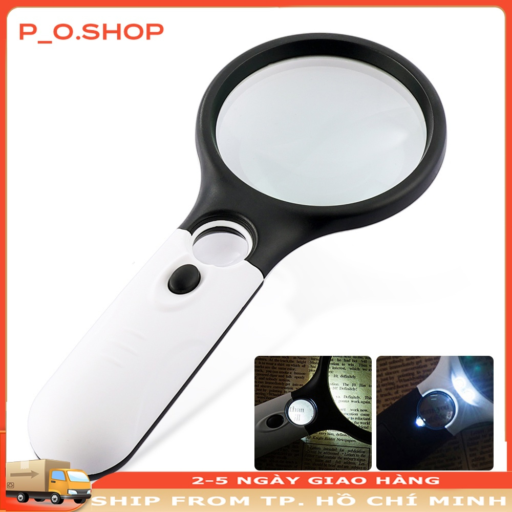 【HCM】3 LED Light 45X Đọc sách cầm tay Kính lúp Ống kính Trang sức Đồng hồ Loupe
