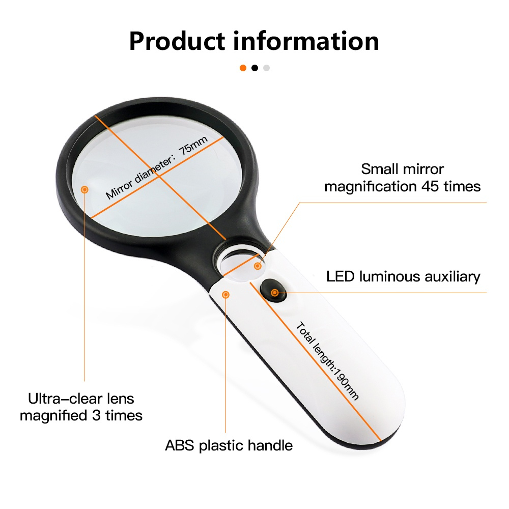 【HCM】3 LED Light 45X Đọc sách cầm tay Kính lúp Ống kính Trang sức Đồng hồ Loupe