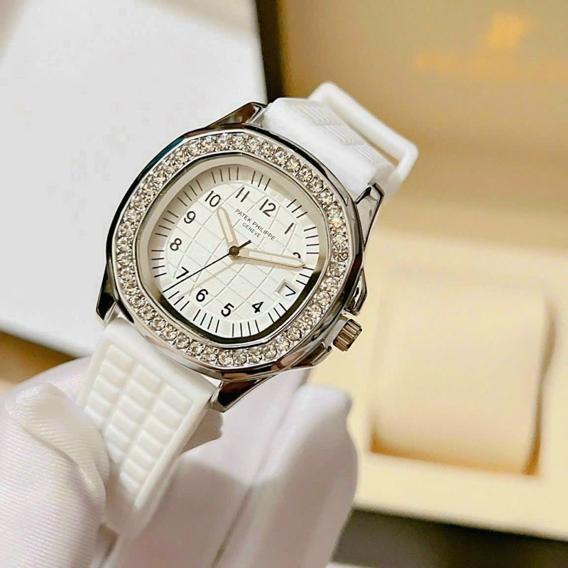 Đồng Hồ Nữ PATEK_PHILIPP Dây Cao Su - Viền Nạm Đá