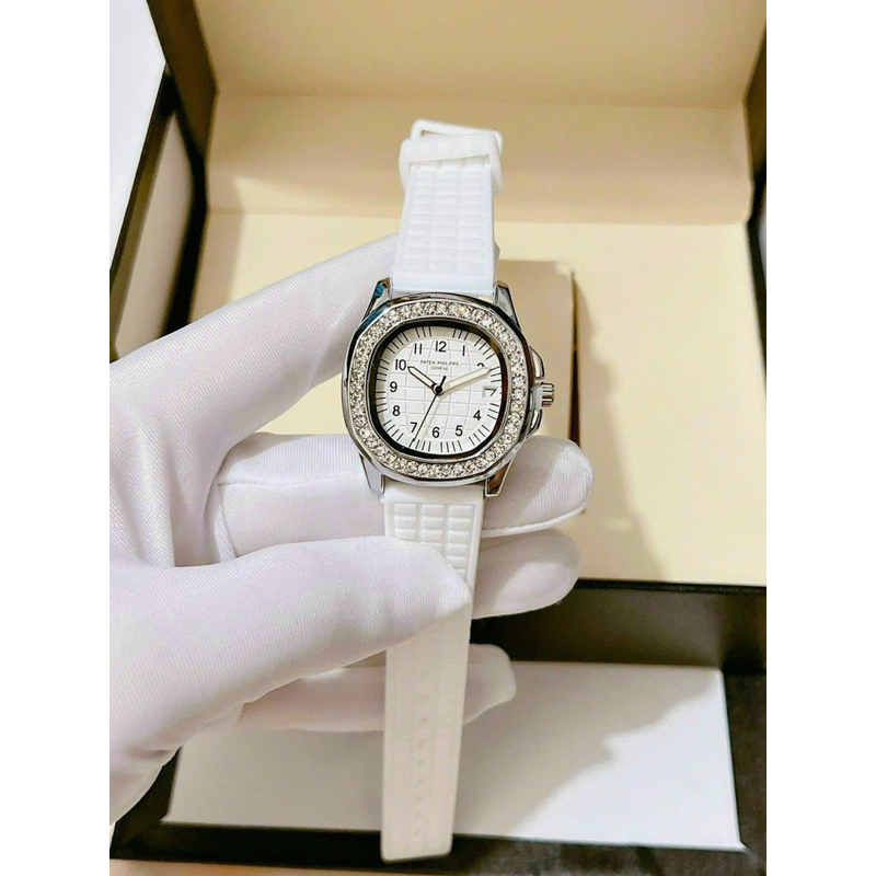 Đồng Hồ Nữ PATEK_PHILIPP Dây Cao Su - Viền Nạm Đá