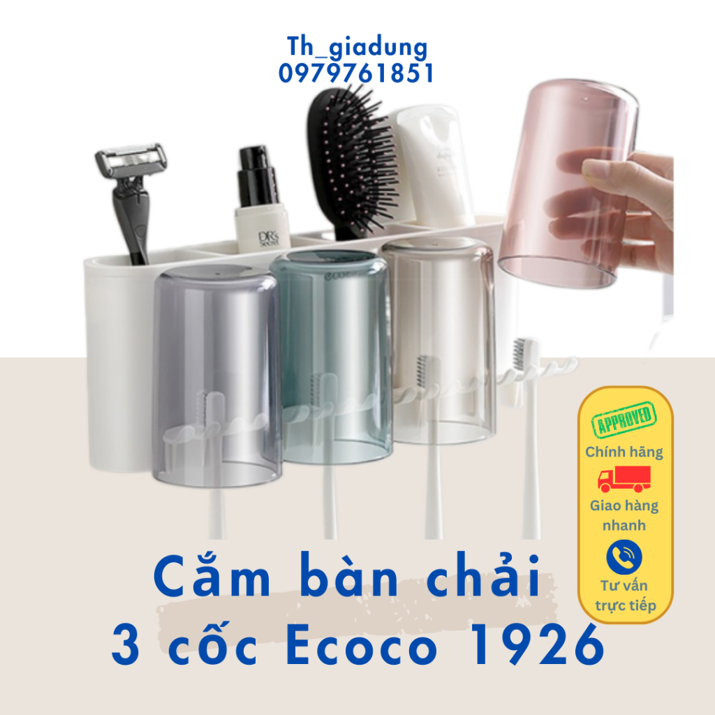 Giá treo bàn chải đánh răng kèm 4 cốc thương hiệu ECOCO E 1926. Kệ treo bàn chải đánh răng kèm 4 cốc cao cấp