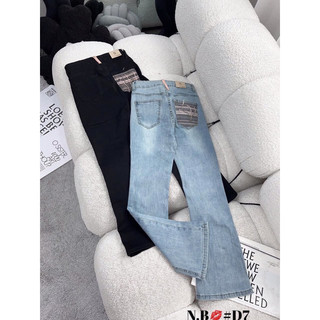 Quần jeans nữ ống loe Đan túi sau Chất jeans co giãn Dáng nỡ cao hay nấm lùn cân được tất ạ
