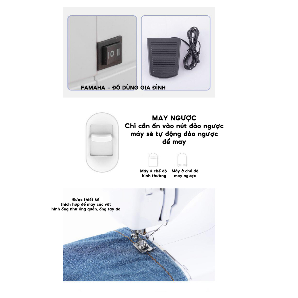 Máy may mini gia đình Famaha UFR 725 12 đường may có vắt sổ thế hệ mới bảo hành 12 tháng 1 đổi 1 trong vòng 7 ngày
